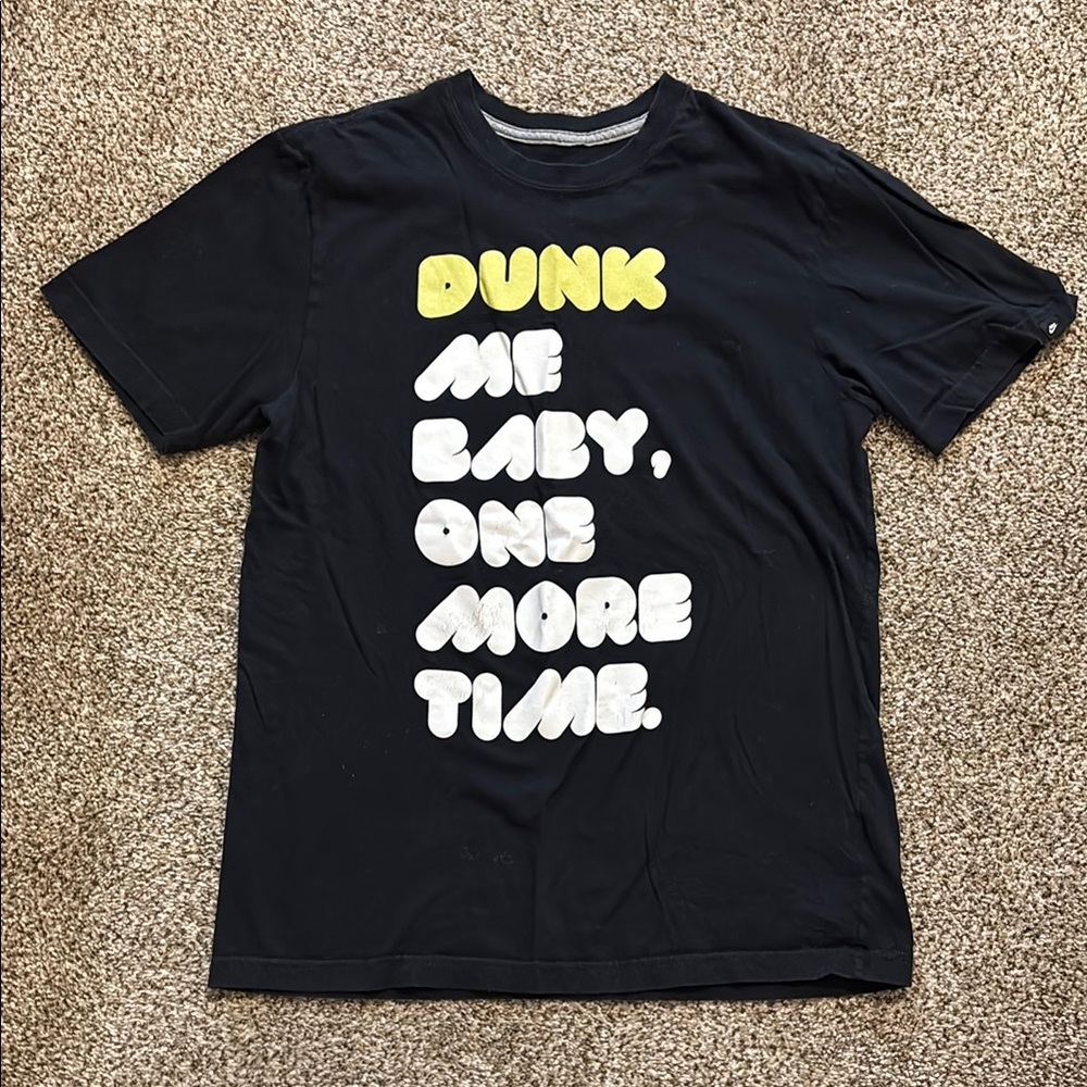 Vintage Nike Sportswear Black Graphic Tee with Yellow and White Text Medium